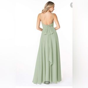 Azazie Gracie dust sage green bridesmaids dress